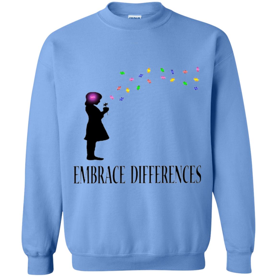 Autism Awareness T-shirt Embrace Differences T-shirt Carolina Blue