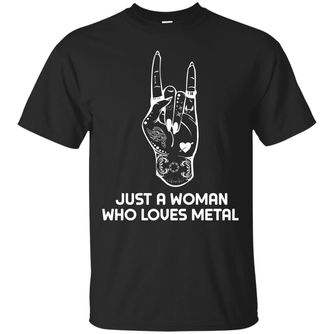 Just A Woman Who Loves Metal Rock Music Lover Shirt Black