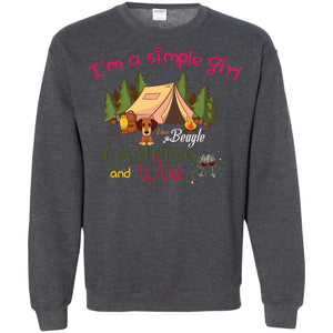 I’m A Simple Girl I Love Beagle Camping And Wine ShirtG180 Gildan Crewneck Pullover Sweatshirt 8 oz.