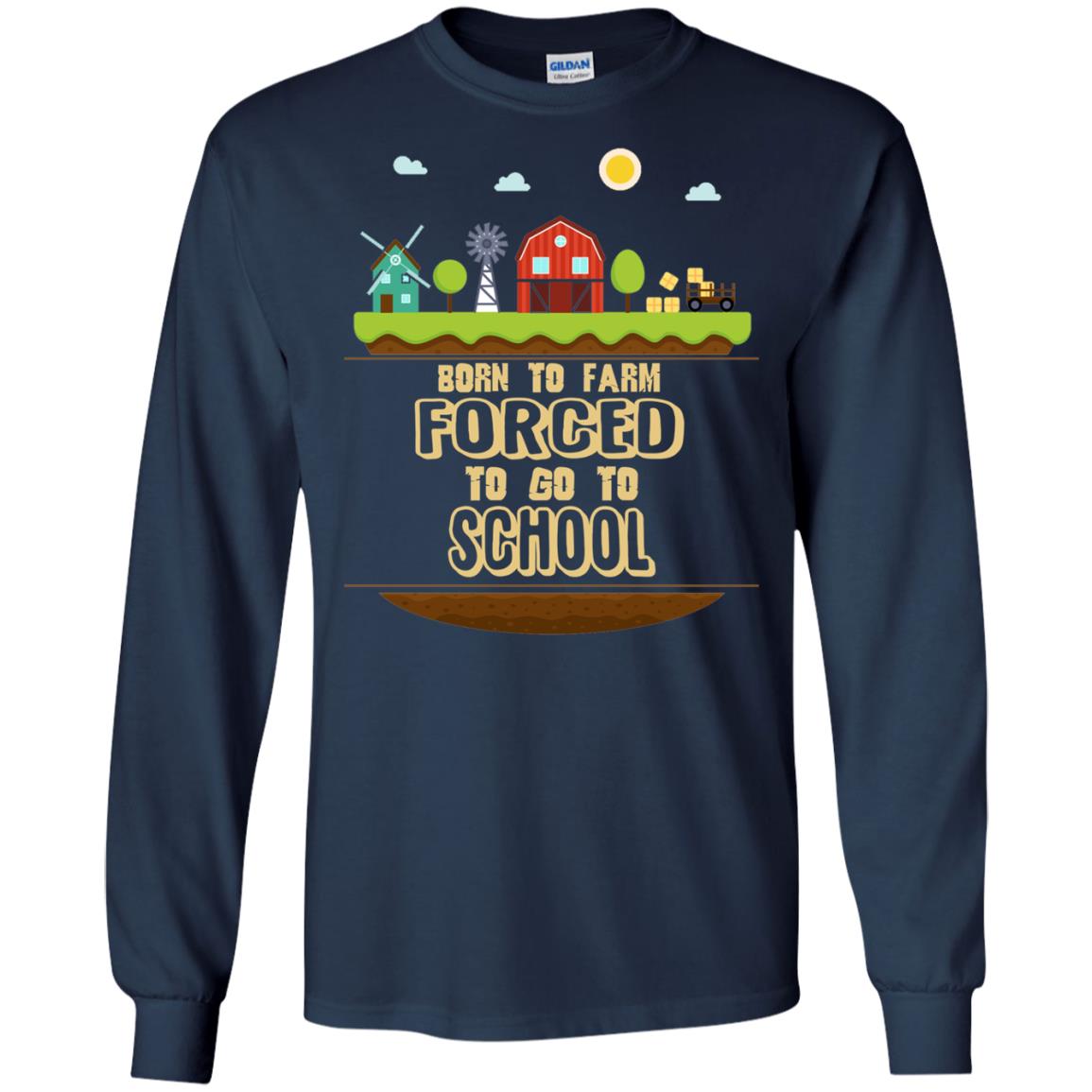 Born To Farm Forced To Go To School Farmer First Day Of School Shirt Navy