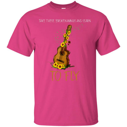 Take These Broken Wings And Learn To Fly Guitar Quote Shirt Heliconia