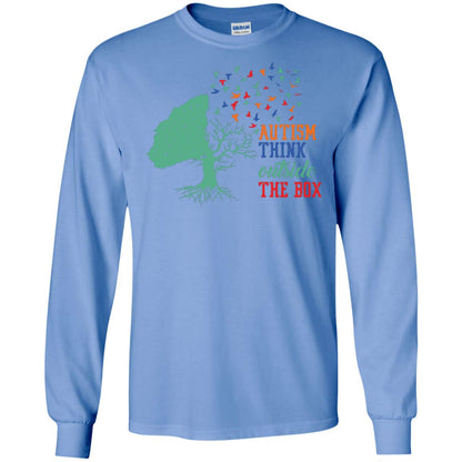 Autism Think Outside The Box Autism Awearness T-shirt Carolina Blue