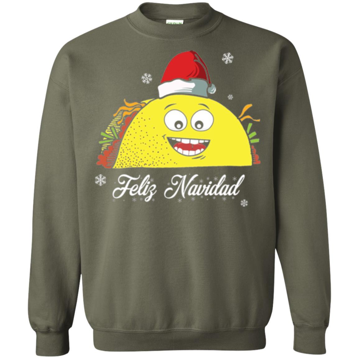 Christmas T-shirt Taco Feliz Navidad Military Green