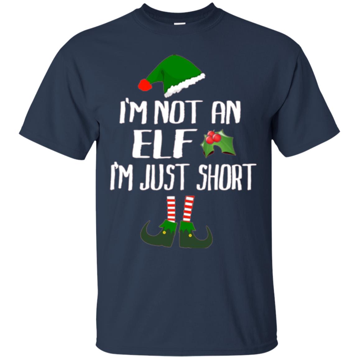 Funny Christmas T-shirt I_m Not An Elf I_m Just Short Navy