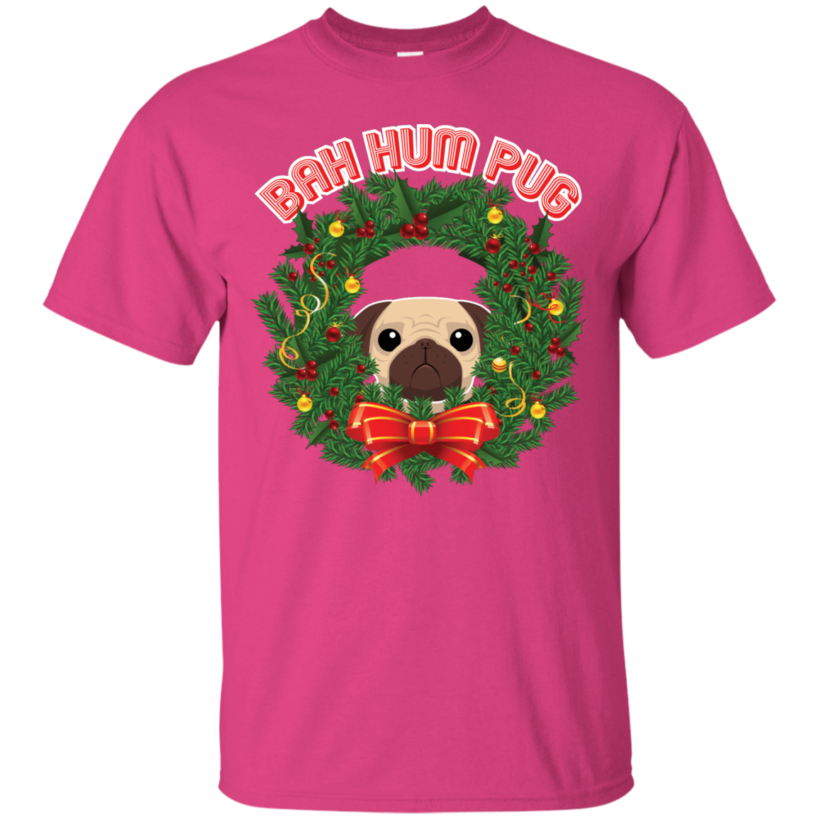Christmas T-Shirt Bah Hum Pug Heliconia