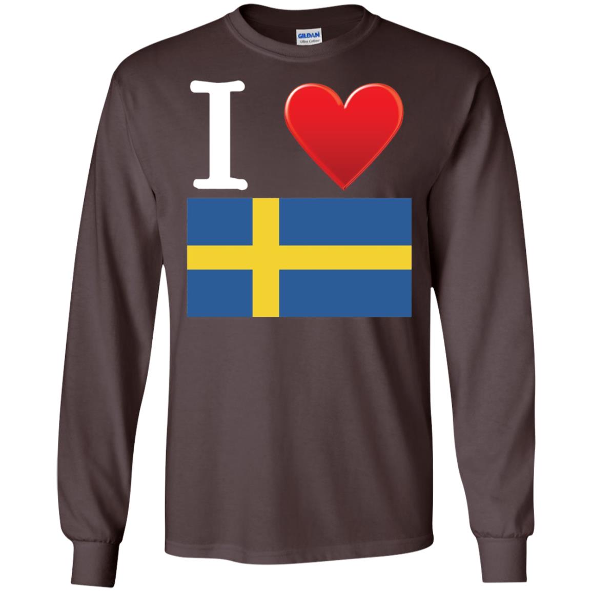 I Heart Love Sweden Flag T-shirt Dark Chocolate