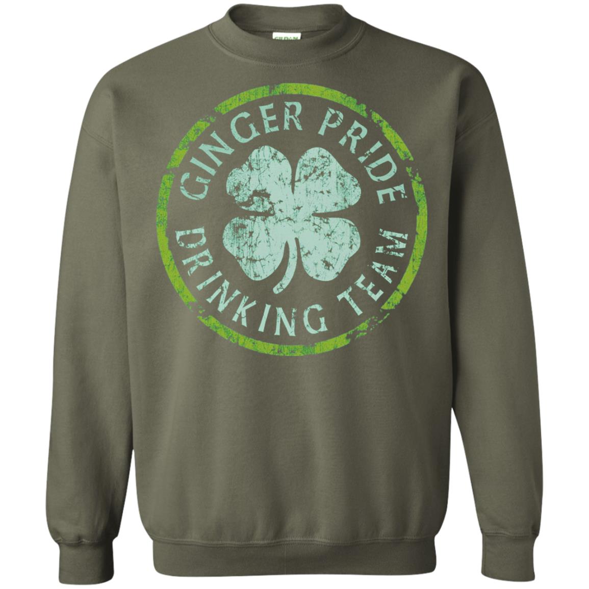 Funny Ginger Pride Drinking Team Irish T-shirt Military Green