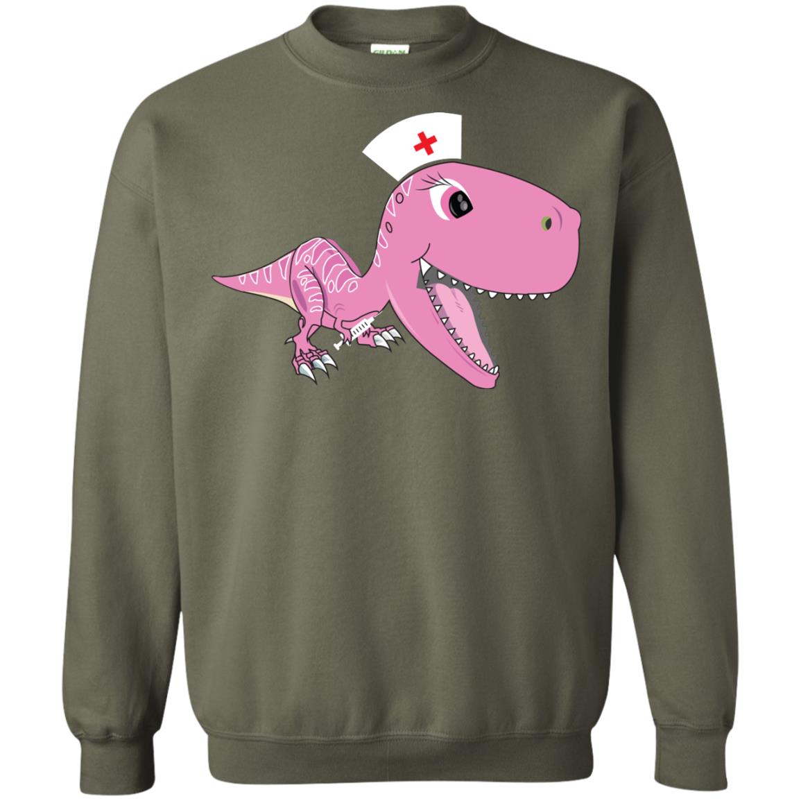 Dinosau-nurse Dinosaurus Nursing Shirt Military Green