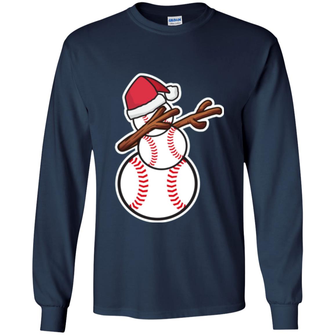 Christmas T-shirt Dabbing Snowman Baseball Navy