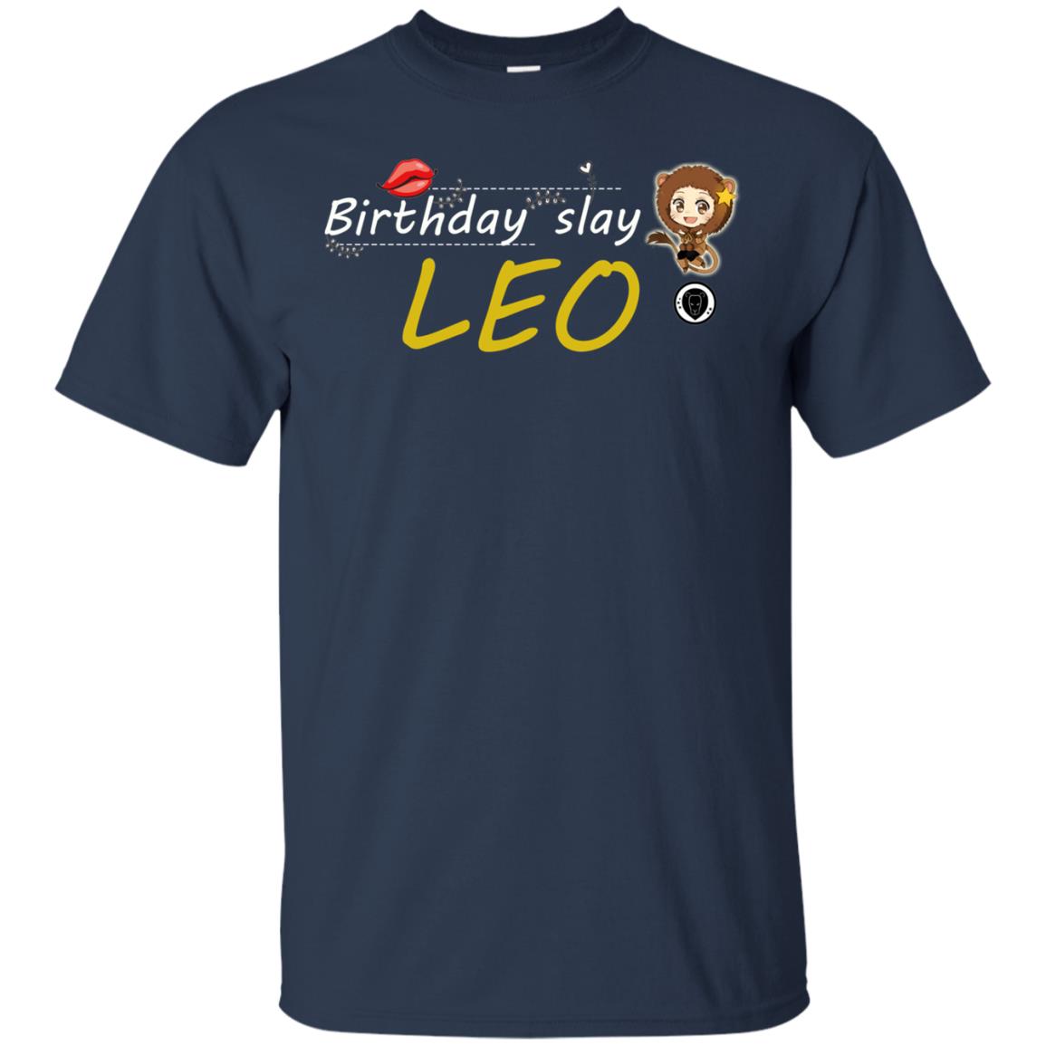 Cute Leo Girl Birthday Lip Slay T-shirt Navy