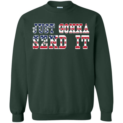 Patriotic Red White Blue T-shirt Just Gonna Send It Forest Green