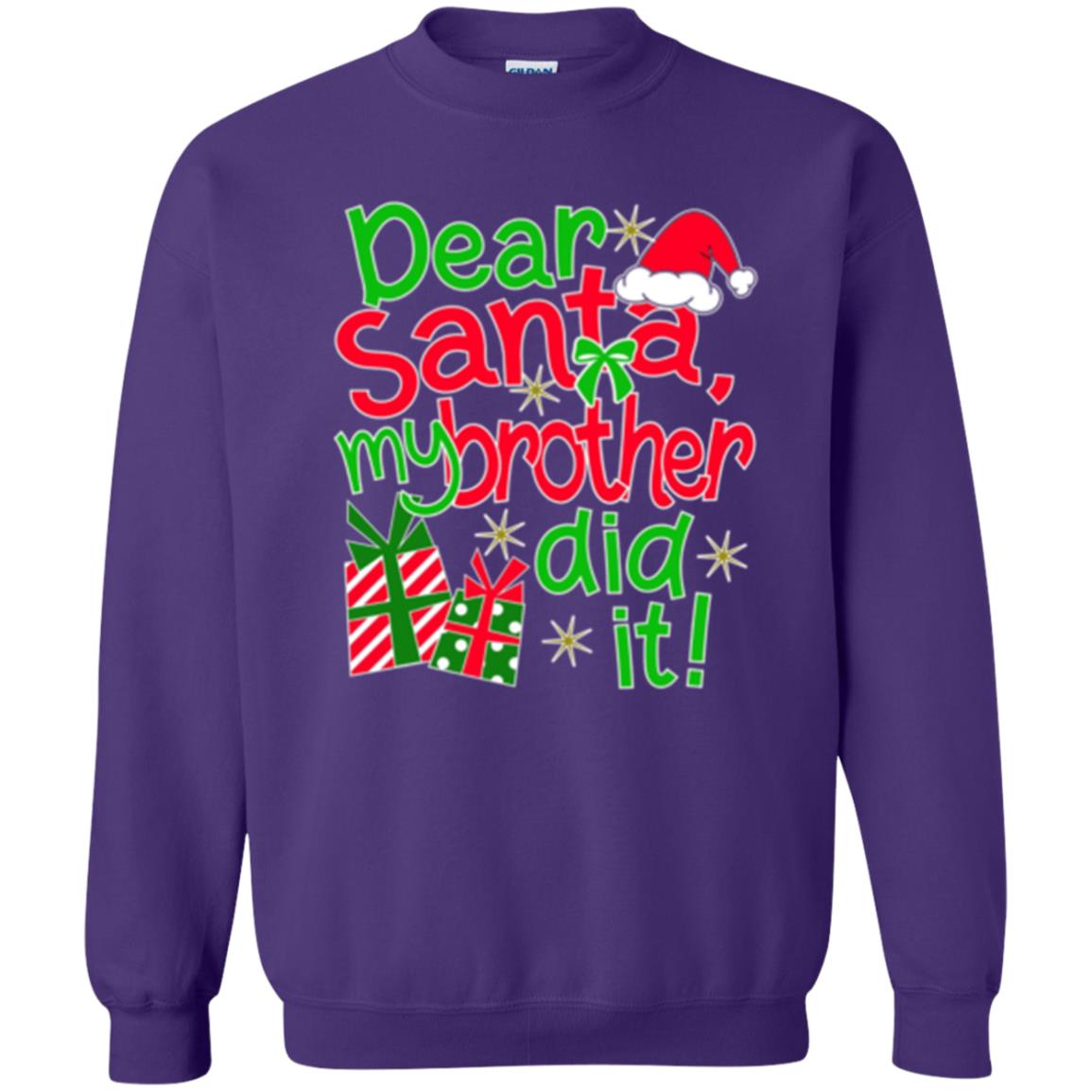 Christmas T-shirt Dear Santa My Brother Did It Purple