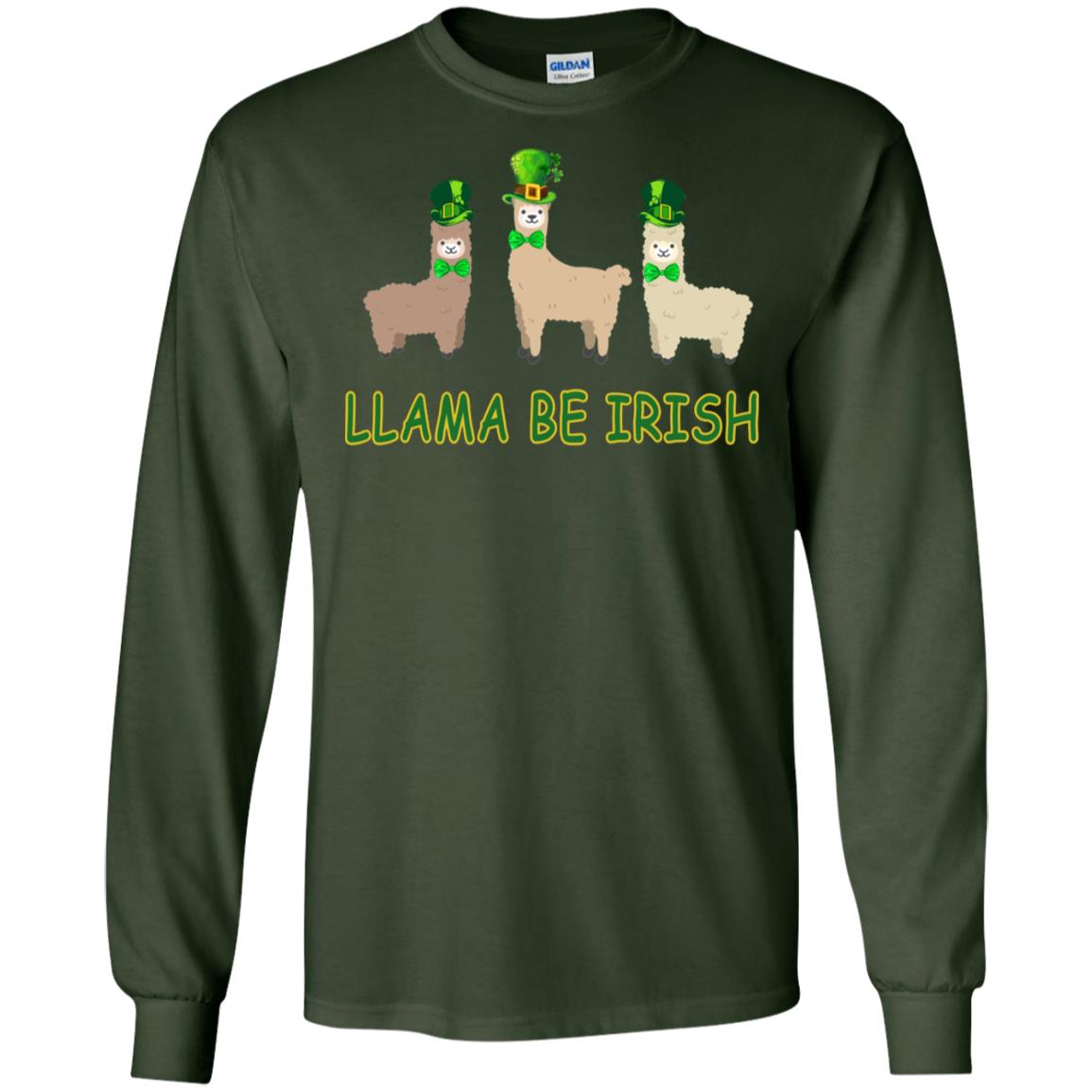 Llama Be Irish Ireland Gift Shirt Forest Green