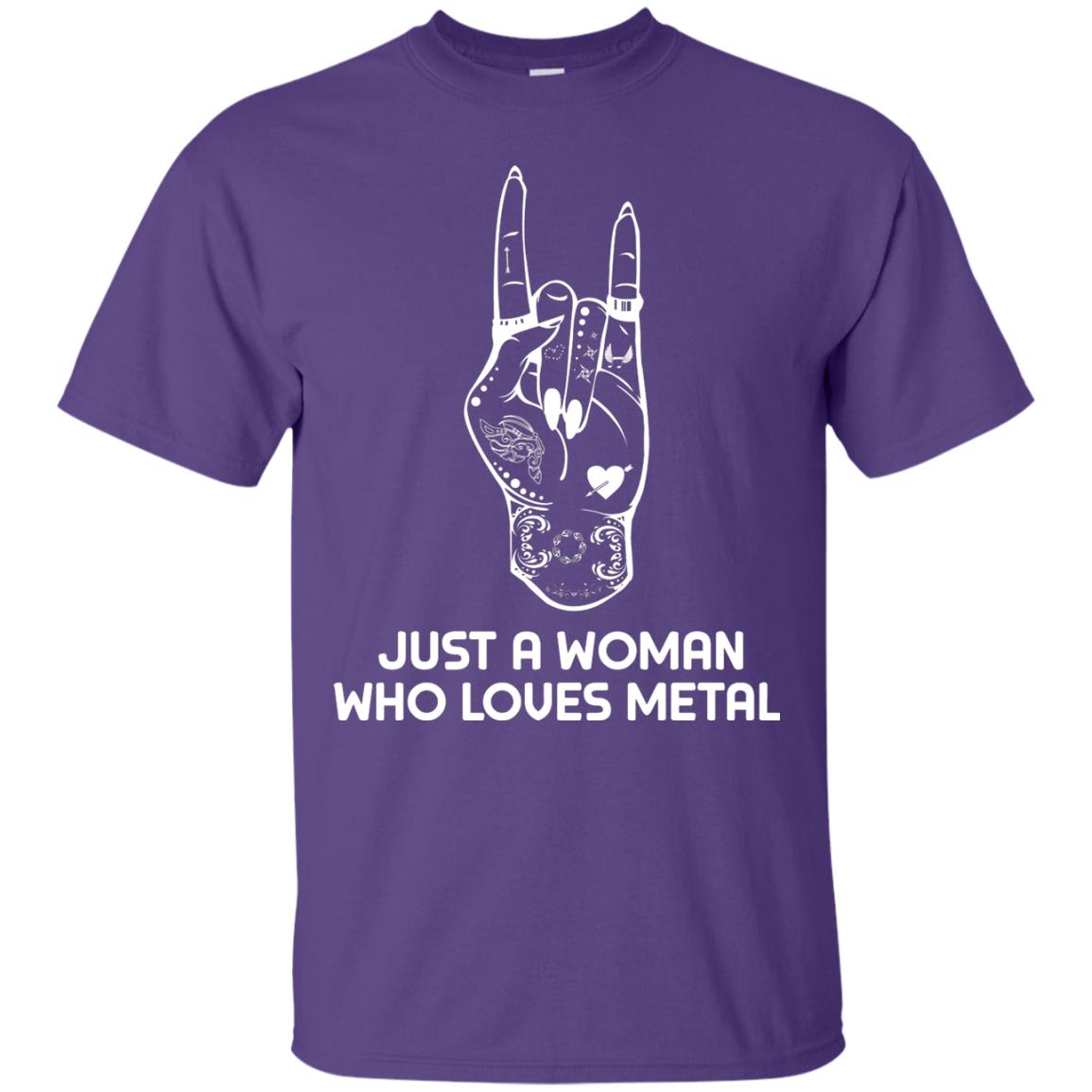 Just A Woman Who Loves Metal Rock Music Lover Shirt Purple