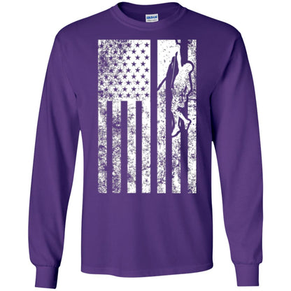 Rock Climbing T Shirt - Rock Climbing Flag Of United States T-shirt Purple