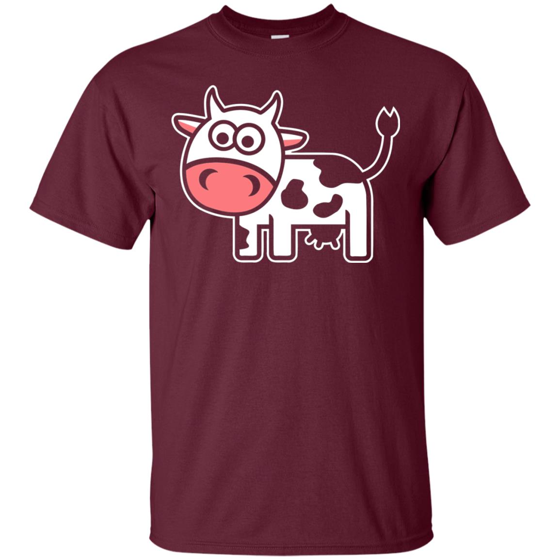 Cute Comic Cow Lover T-shirt Maroon
