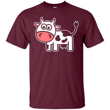 Cute Comic Cow Lover T-shirt Maroon