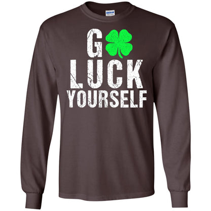 Go Luck Yourself Funny Saint Patrick_s Day T-shirt Dark Chocolate