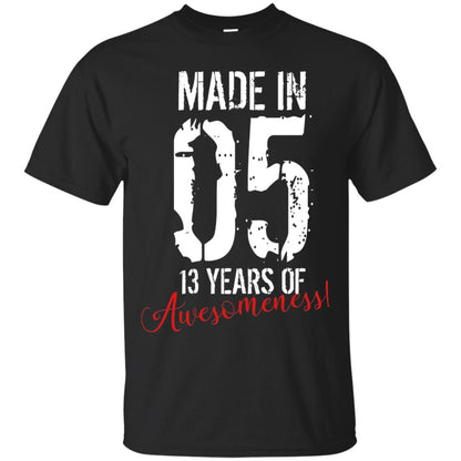 Made In 05 13 Years Of Awesomeness 13rd Birthday T-shirt Black