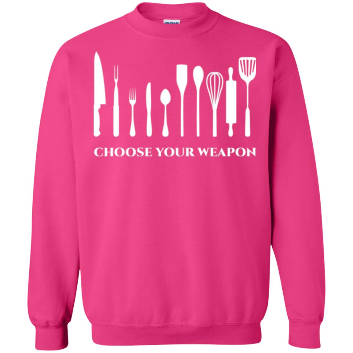 Chef Kitchen Cutlery T-shirt Choose Your Weapon Heliconia