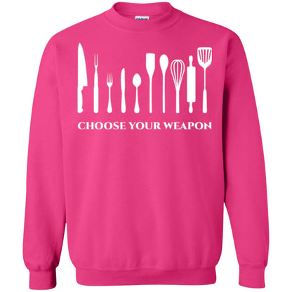 Chef Kitchen Cutlery T-shirt Choose Your Weapon Heliconia