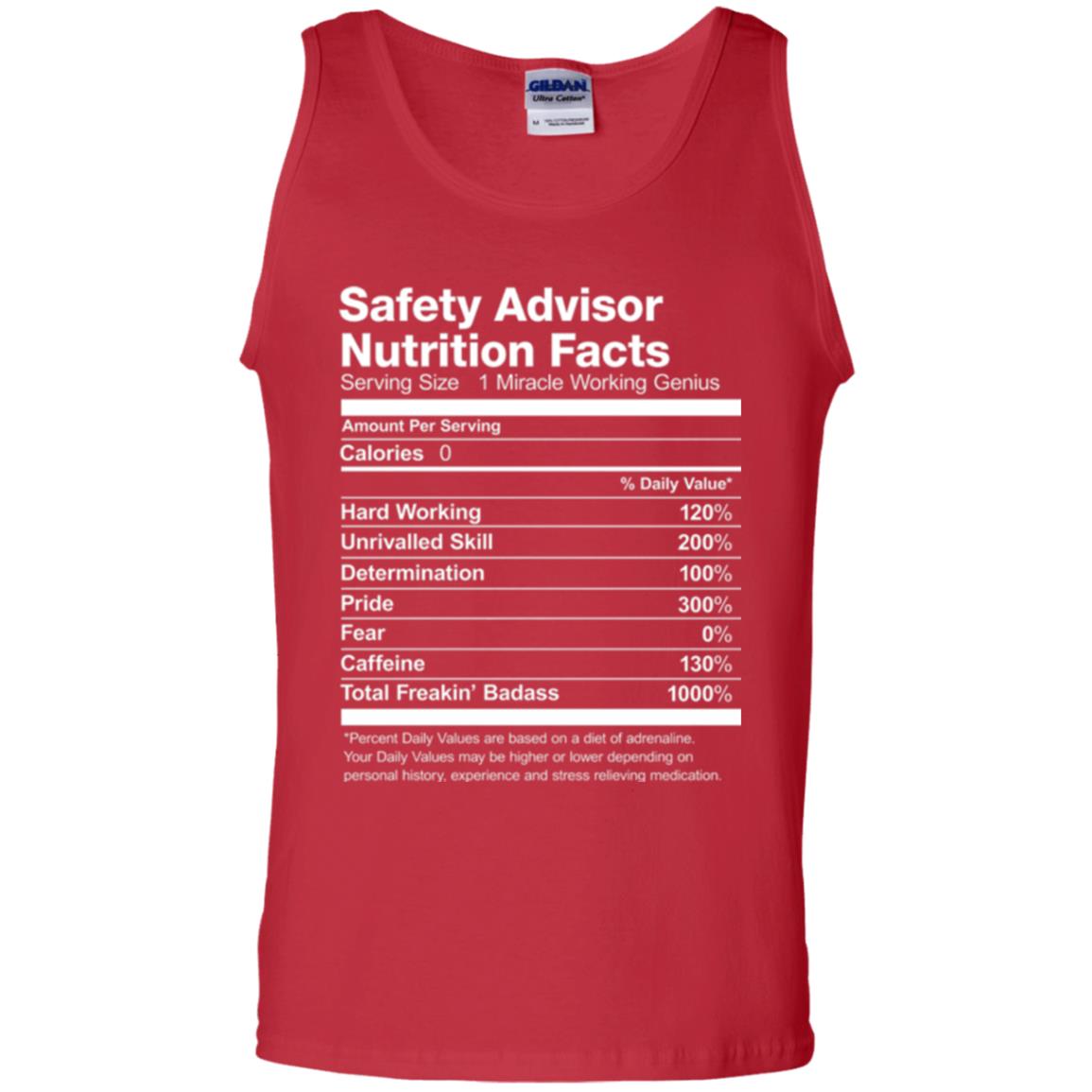 Safety Advisor Nutrition Facts Funny T-shirt Red
