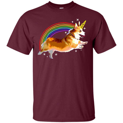 Unicorn Corgi Rainbow Doodle Dog Lover T-shirt Maroon