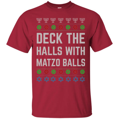Christmas T-shirt Deck The Halls With Matzo Balls Cardinal