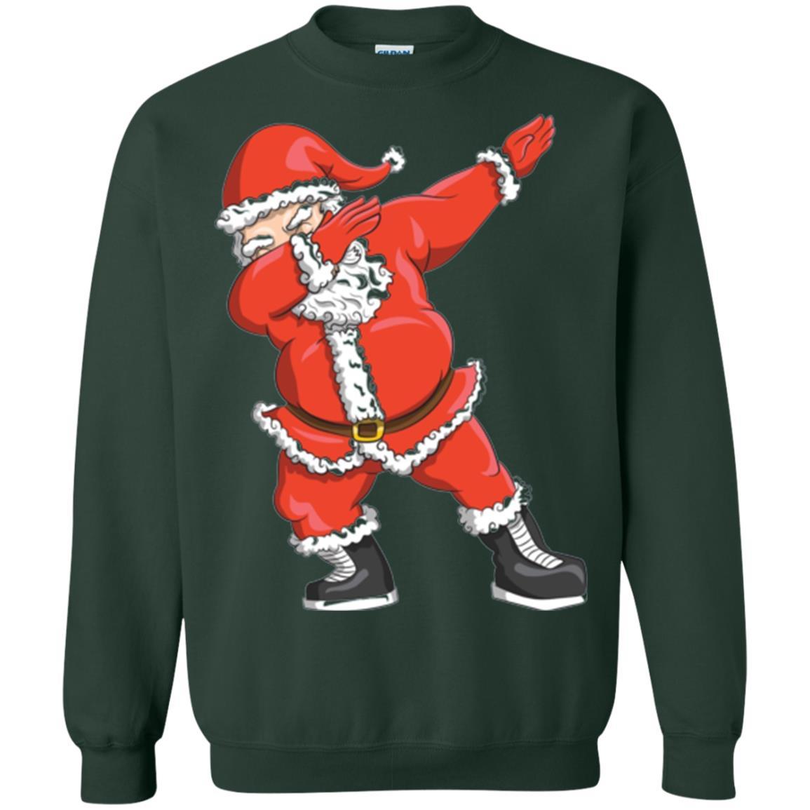 Funny Christmas T-shirt Dabbing Santa Claus Forest Green