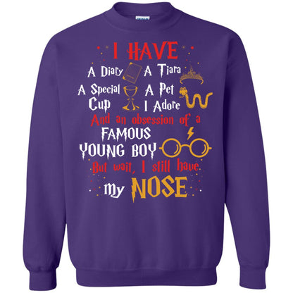 I Have A Diary, A Tiara, A Special Cup, A Pet I Adore And An Obsession Of A Famous Young Boy Harry Potter Fan T-shirt Purple