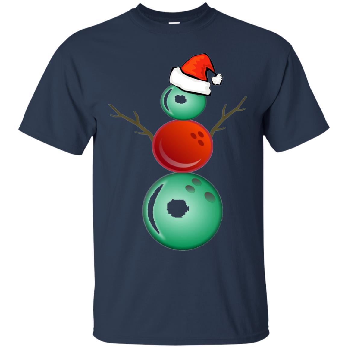 Funny Christmas Shirts Bowling Snowman Navy