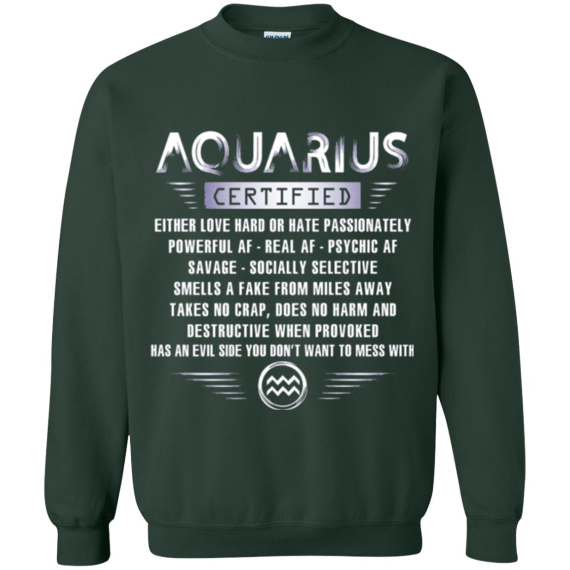 Aquarius Certified Either Love Hard T-shirt Forest Green