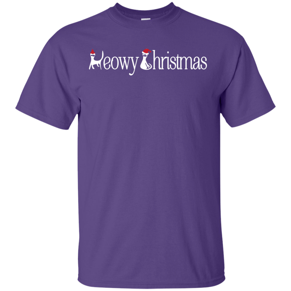 Christmas T-shirt Meowy Christmas Purple