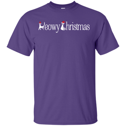 Christmas T-shirt Meowy Christmas Purple