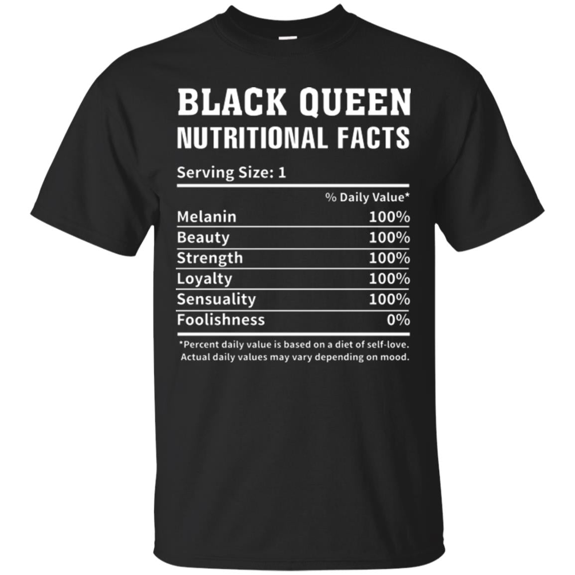 Nubian T-shirt Black Queen Nutritional Facts Black