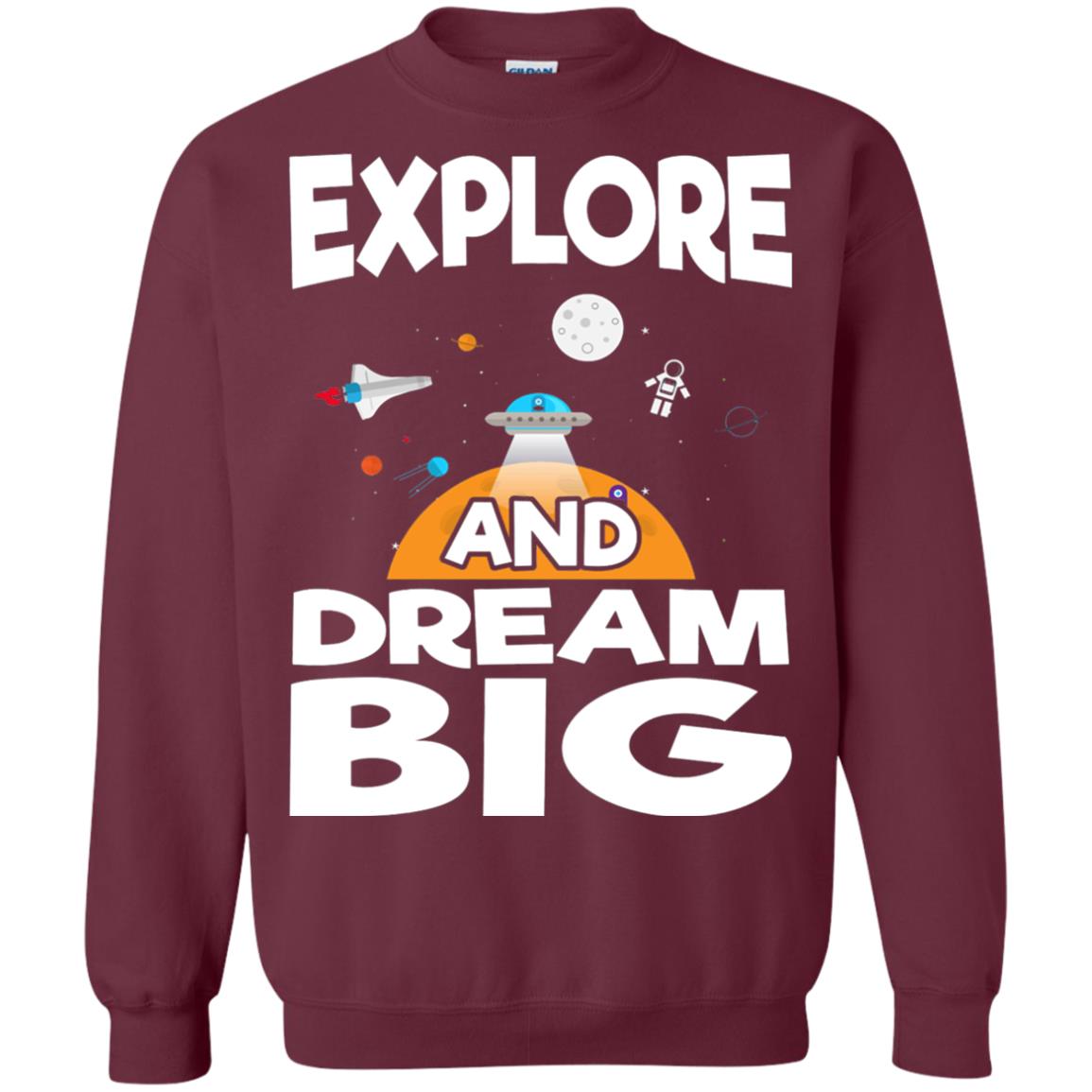 Explore And Dream Big Space Universe Planet Shirt Maroon