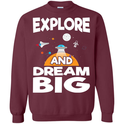 Explore And Dream Big Space Universe Planet Shirt Maroon