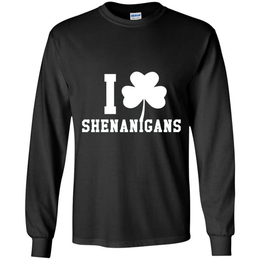 I Love Shenanigans Shamrock Saint Patrick_s Day T-shirt Black