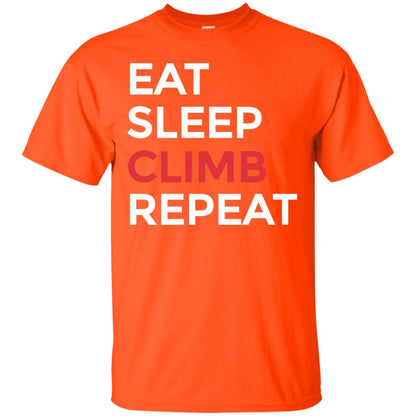Eat Sleep Climb Repeat Mountain Climber Rock Climbing Shirt Orange