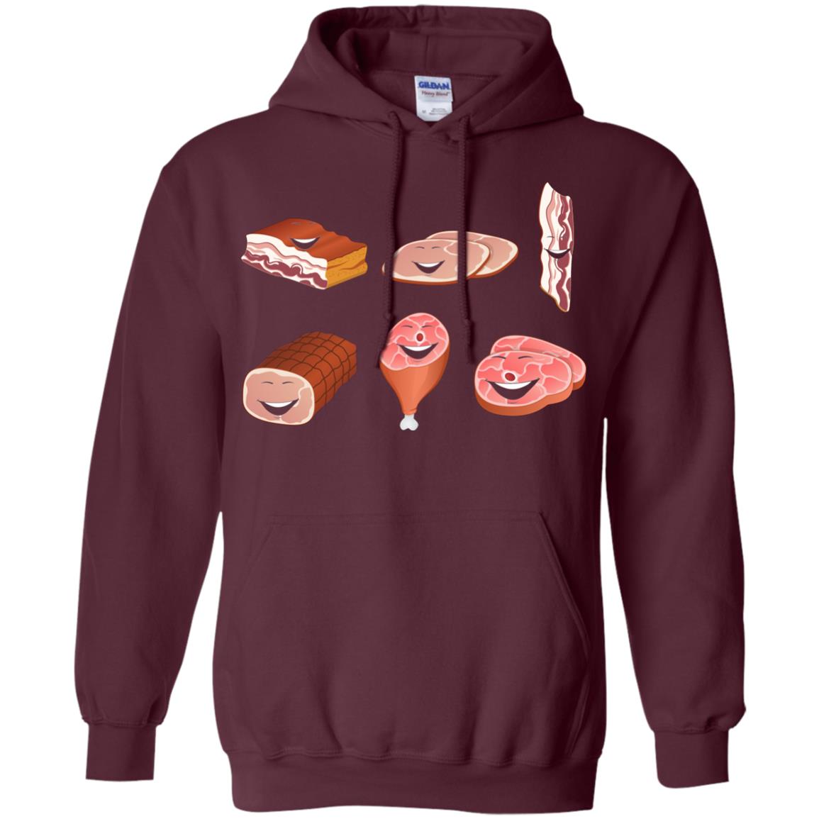 Funny Bbq T-shirt Meat Family Maroon