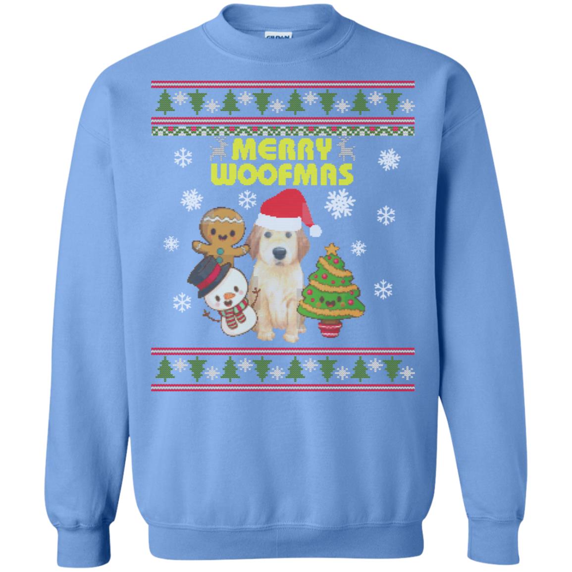Merry Woofmas Dogs Lovers X-mas 2018 Gift Shirt Carolina Blue