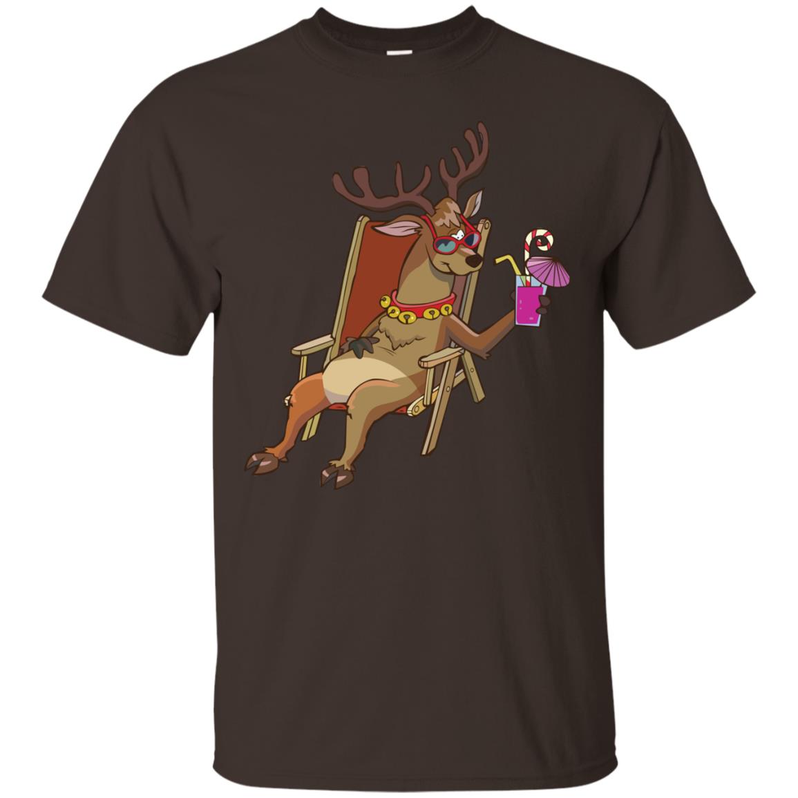 Reindeer With Sunglasses Celebrate Xmas In July Shirt Dark Chocolate