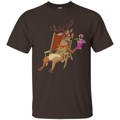 Reindeer With Sunglasses Celebrate Xmas In July Shirt Dark Chocolate