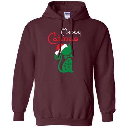 Cat Christmas T-Shirt Meowy Catmas Maroon