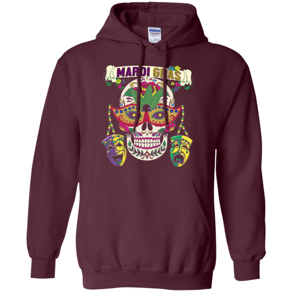 Mardi Gras Skull T-shirt Maroon