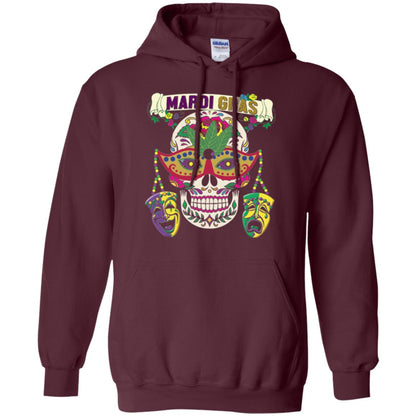 Mardi Gras Skull T-shirt Maroon