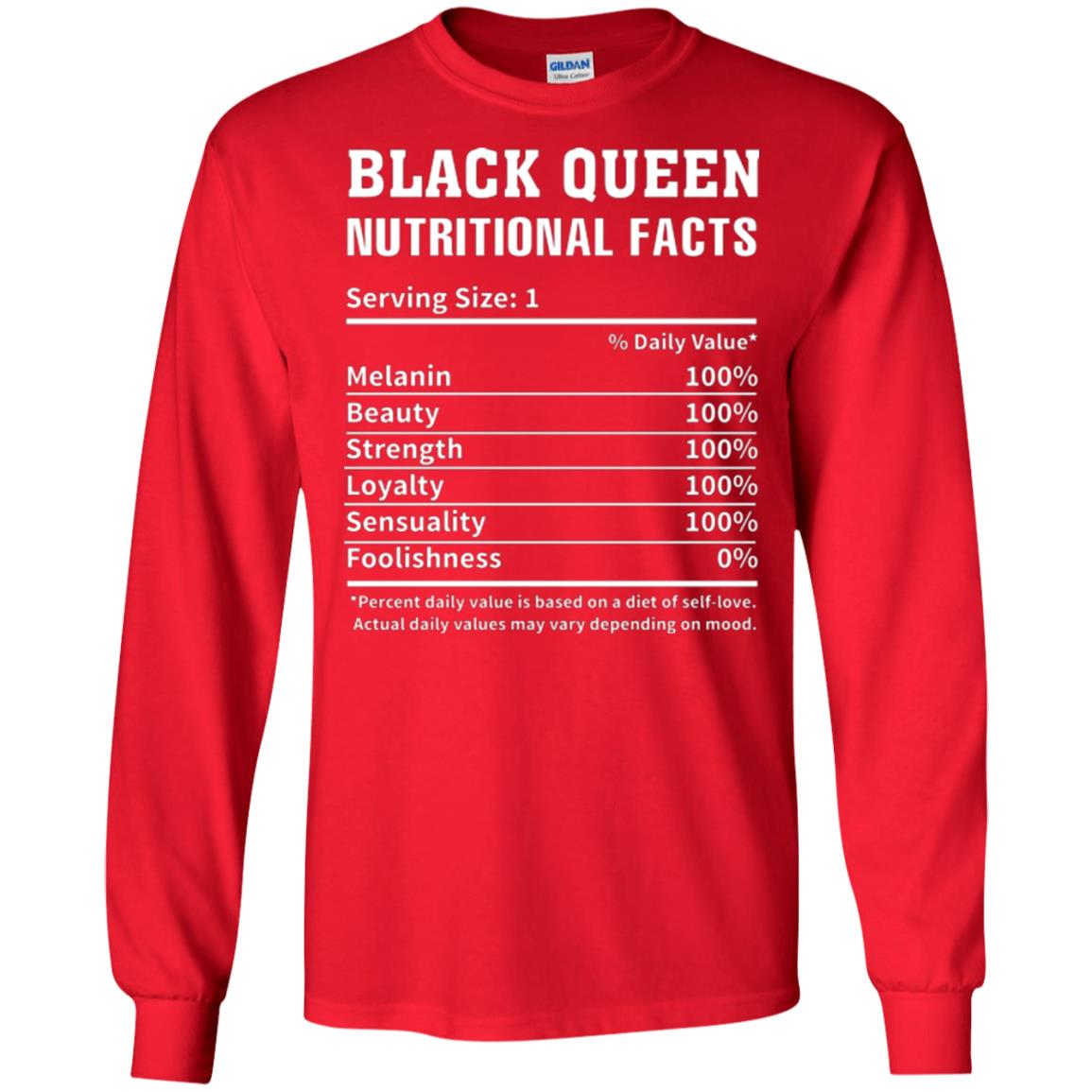 Nubian T-shirt Black Queen Nutritional Facts Red