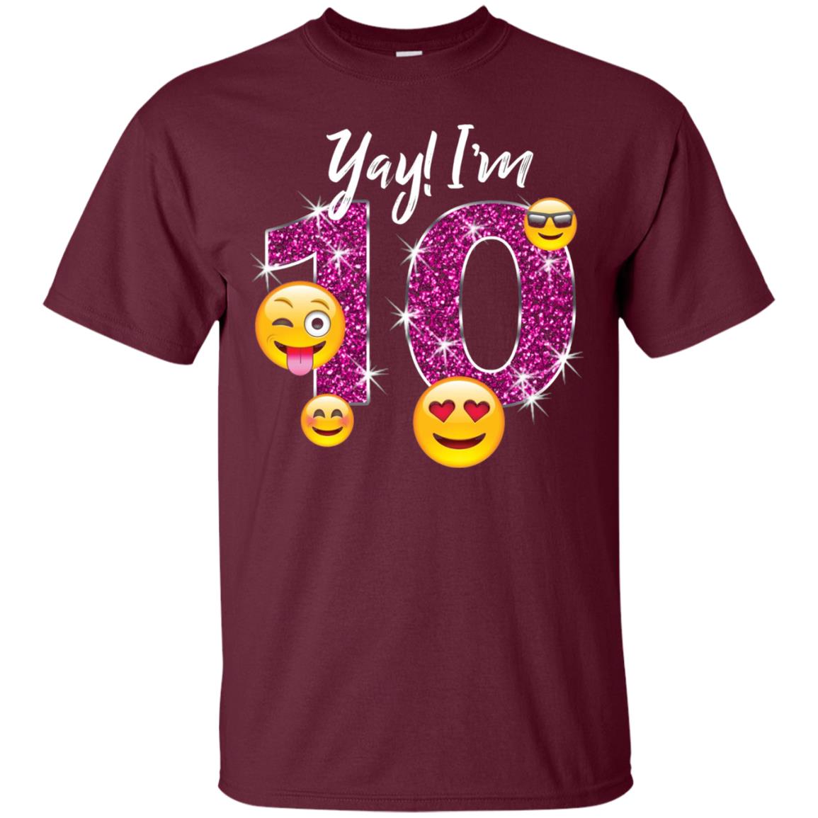 Funny Emoji Birthday 10th Birthday T-shirt Maroon