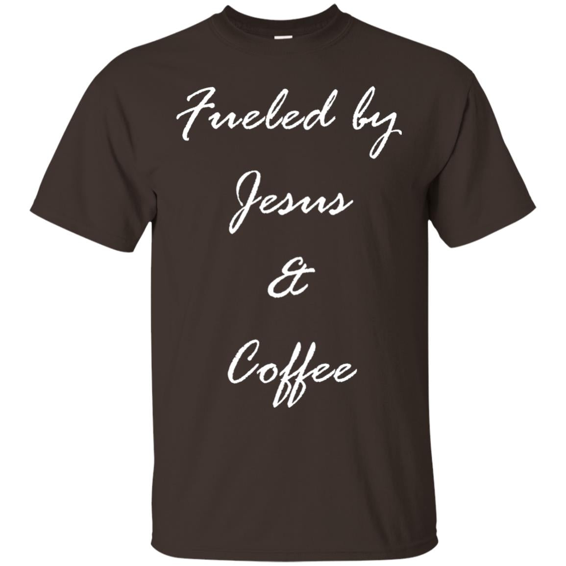 Fueled By Jesus Coffee Graphic Christian T-shirt Dark Chocolate