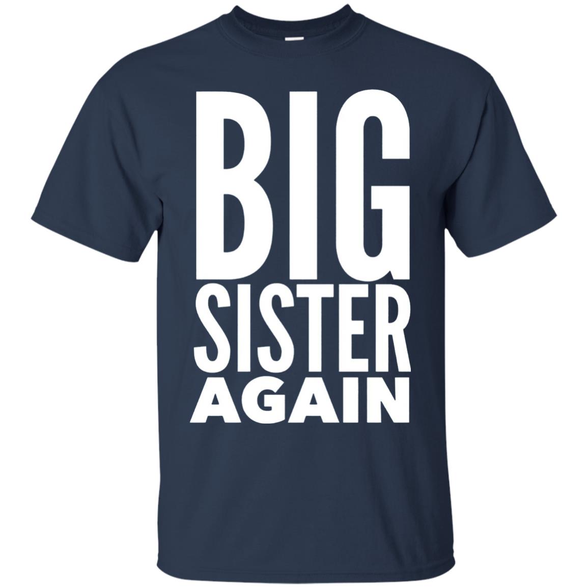 Big Sister Again Sibling Family T-shirt Navy